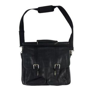 Wilsons Leather Unisex Black Pelle Studio Detachable Strap Divider Briefcase Bag